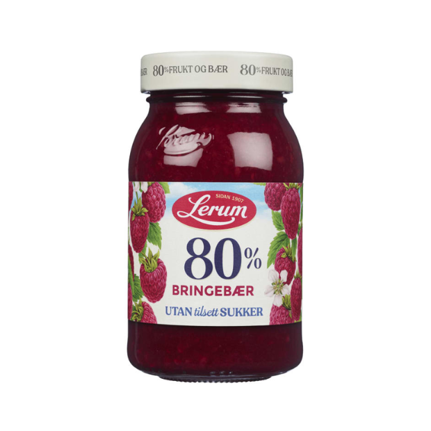Raspberry Jam No Added Sugar - Bringebærsyltetøy u/Sukker 330g Lerum